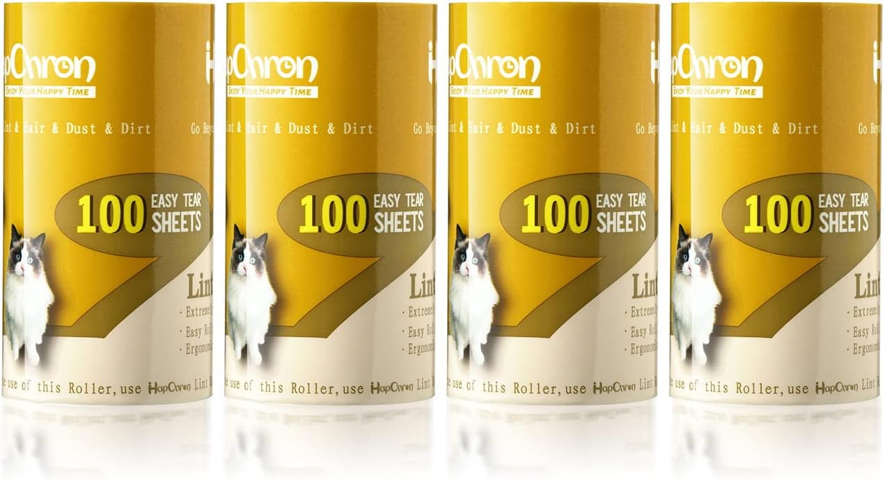 Extra Sticky Lint Roller Refills Only, Total 400 Easy Tear Sheets, Insert Tube Measures 1.5" and Fits Most 3.9"-4" Standard Size Lint Roller Handle, Works Great On Pet Hair(Pack of 4)