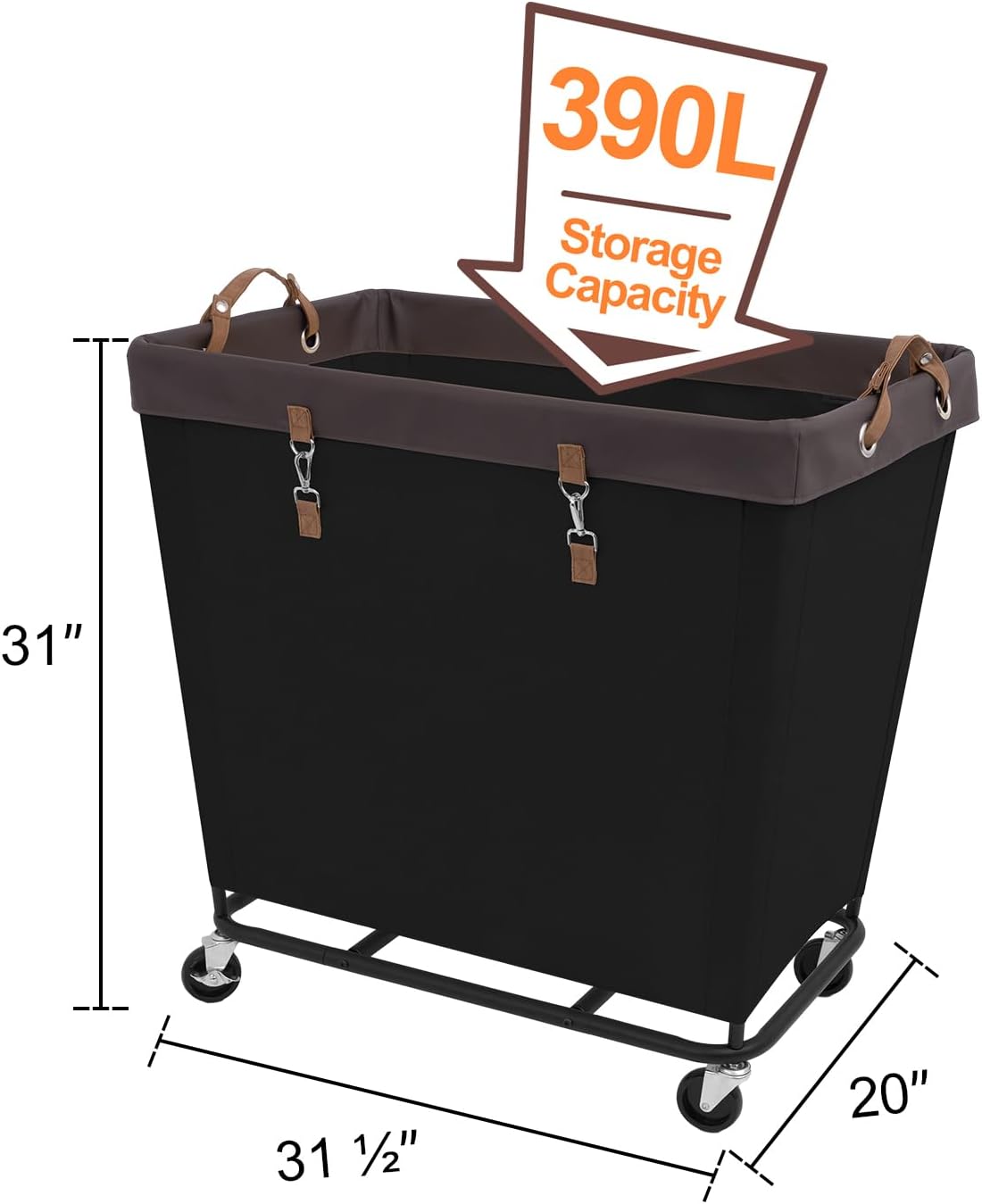 StorageWorks 320L Laundry Basket with Wheels, Extra Large Rolling Hampers for Clothing Organizer, Dirty Clothes Basket for Hote, Home, Closet, Dorm, Black