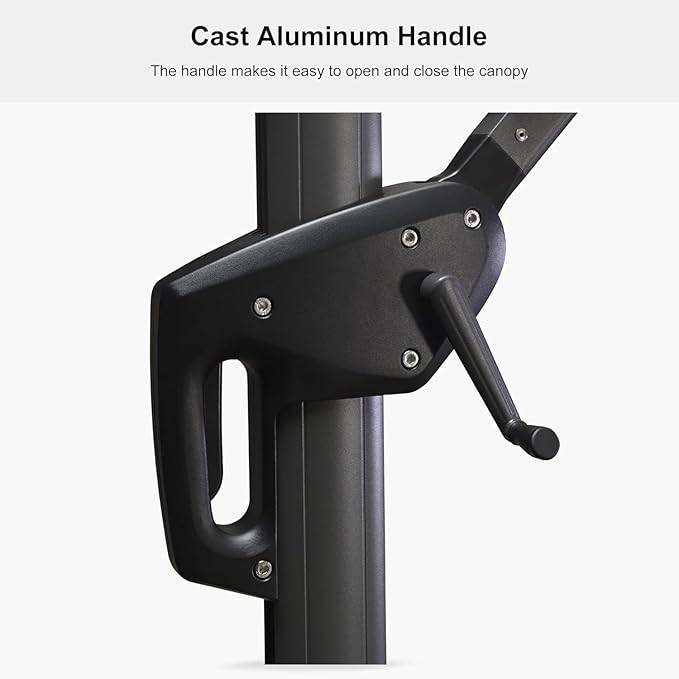 PURPLE LEAF 10' X 13' Patio Umbrella with Base Outdoor Cantilever Rectangle Offset Umbrella with 360-degree Rotation for Garden Deck Pool Patio Light Grey