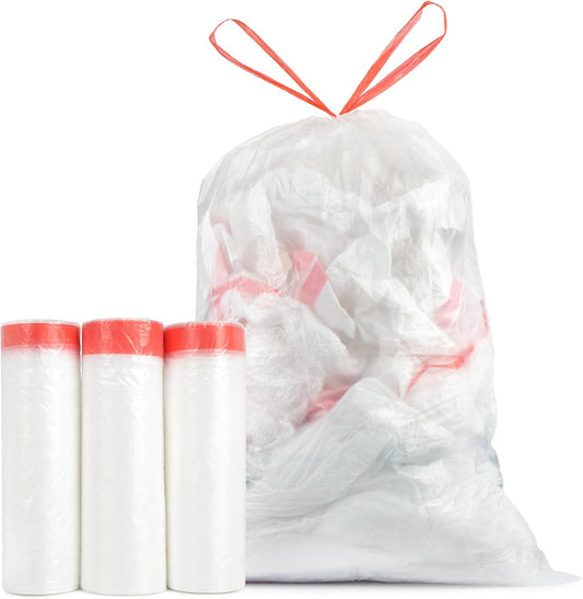 Heavy Duty 15 Gallon Drawstring Trash Bags, 108 Count Ultra Thick Strong Plastic Garbage Bags, Clear Unscented Trash Can Liners for Tall Kitchen Office Lawn Yard