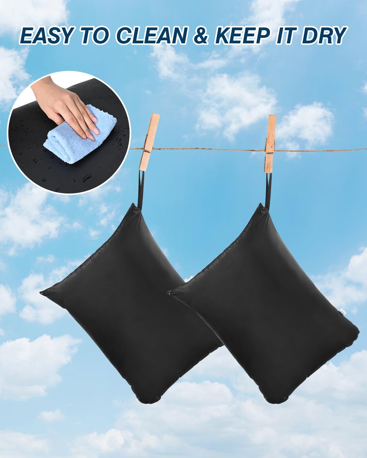 OTraki 2Pcs Large Laundry Bags 24x32 inch Wet Dry Bag Reusable Waterproof bag with Zipper Wet Clothes Blanket/Bedding/Coat/Sweater Organize Machine Washable for Home Travel Hotel Camping, Black