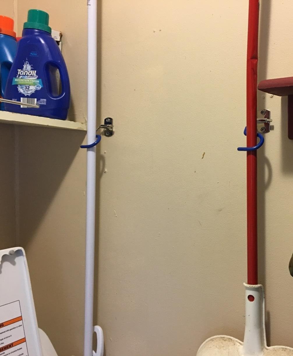 Sumnacon Mop Broom Holder Organizer, 4 Pcs S-Type Wall Mounted Cleaning Tools Organizer, Space Saver Brooms Mops Rakes Holder, Stainless Steel Heavy Duty Broom Mop Handle Holder for Kitchen Garage