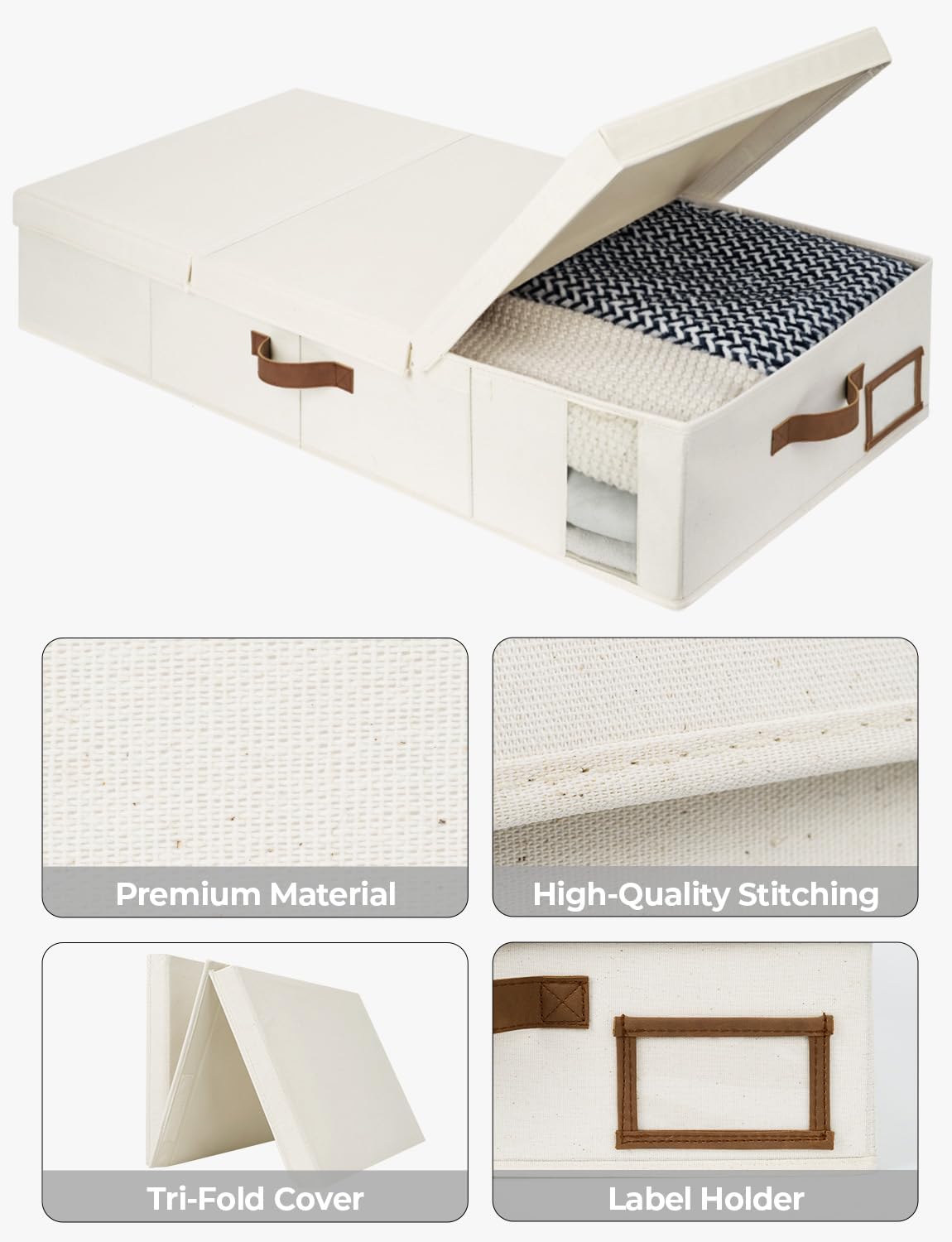 StorageWorks 2-Pack Jumbo Under Bed Storage Bins with Lids, Underbed Storage Containers with Handles and Label Holder, Closet Organizer for Clothes, Blankets, Sweater