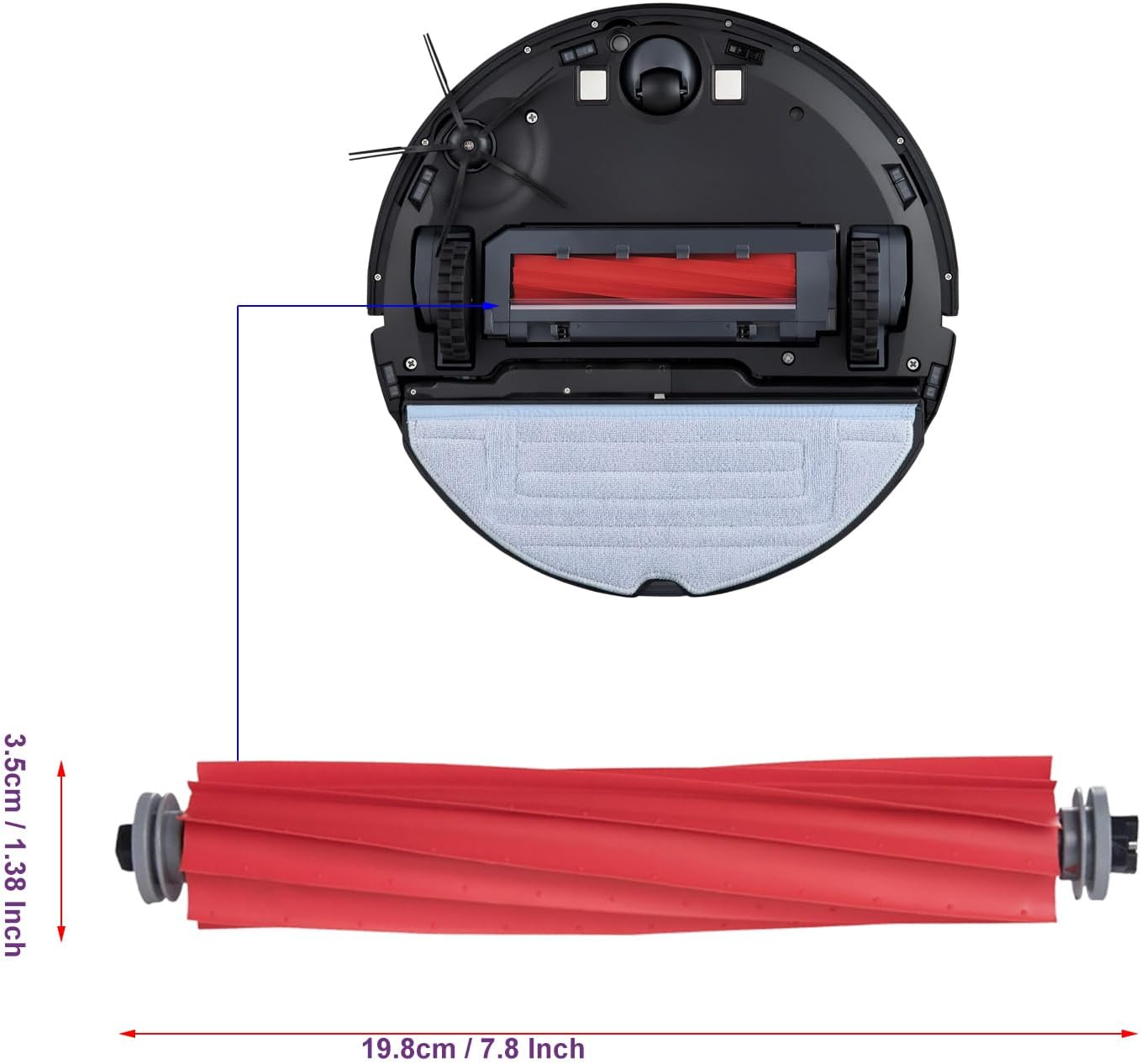 Replacement Roller Brushes, Rubber Main Brush Replacement Parts for roborock Q Revo Series, S7, S7+, S7 MaxV, S7 MaxV Plus, S7 Max Ultra, T7S, T7S Plus, QV 35A, Q7 Series Robot Vacuum.