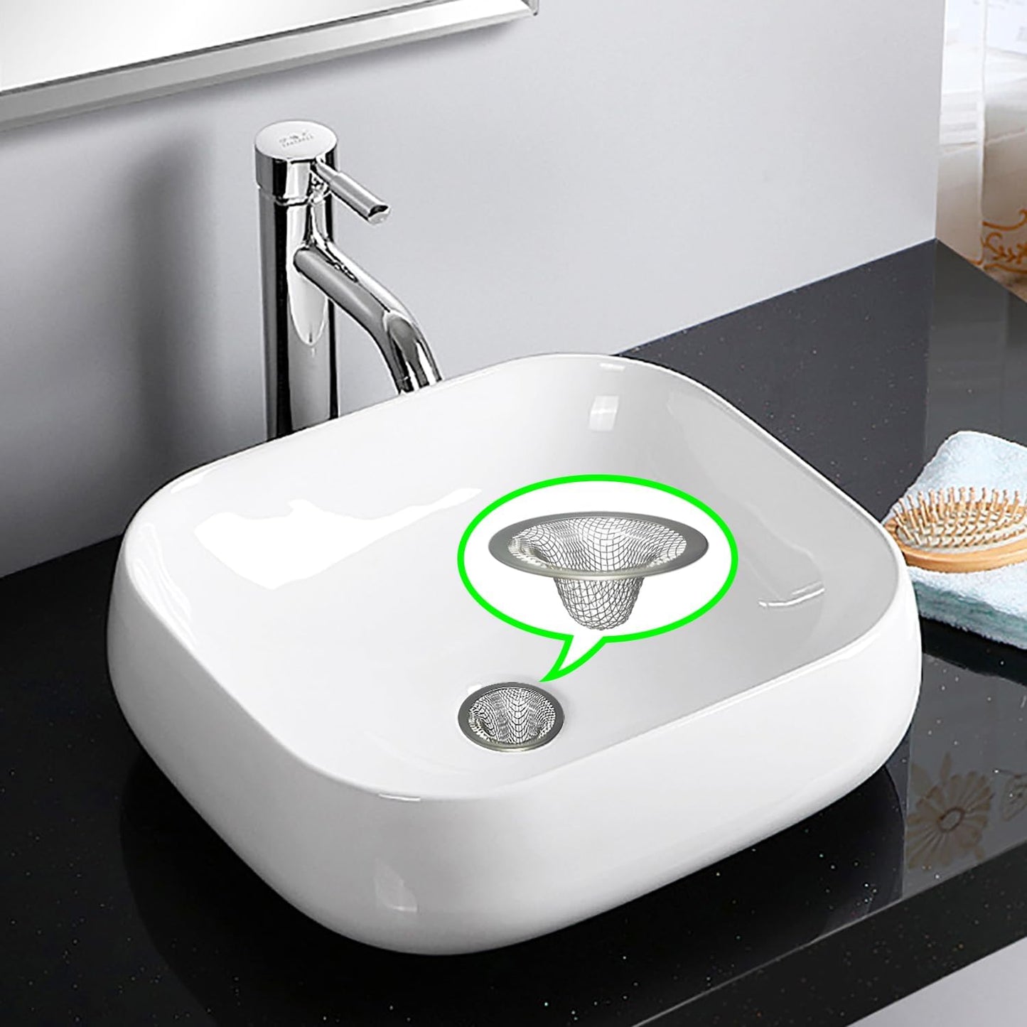 1.0" Small Drain Strainer, Sink Drain Hair Catcher, Bathroom Sink Drain Strainer, 2PCS Drain Mesh Baskets for Laundry, Mop Pool, Utility, Slop, RV Sink, Stainless Steel Drain Filter