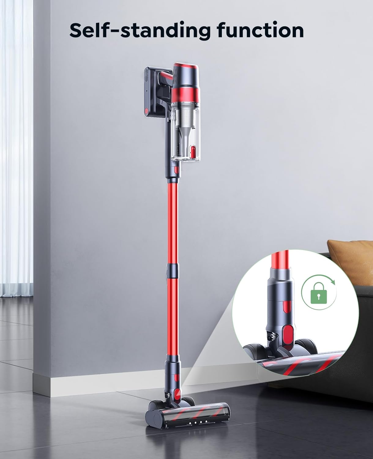 Cordless Vacuum Cleaner, 600W/50KPa Stick Vacuum, 65 Mins Runtime Rechargeable Vacuum, Wall Mount Charging, Auto Mode, Self-Standing Vacuum Cleaner for Home with 3.3Ft Hose for Pet Hair Carpet Floor