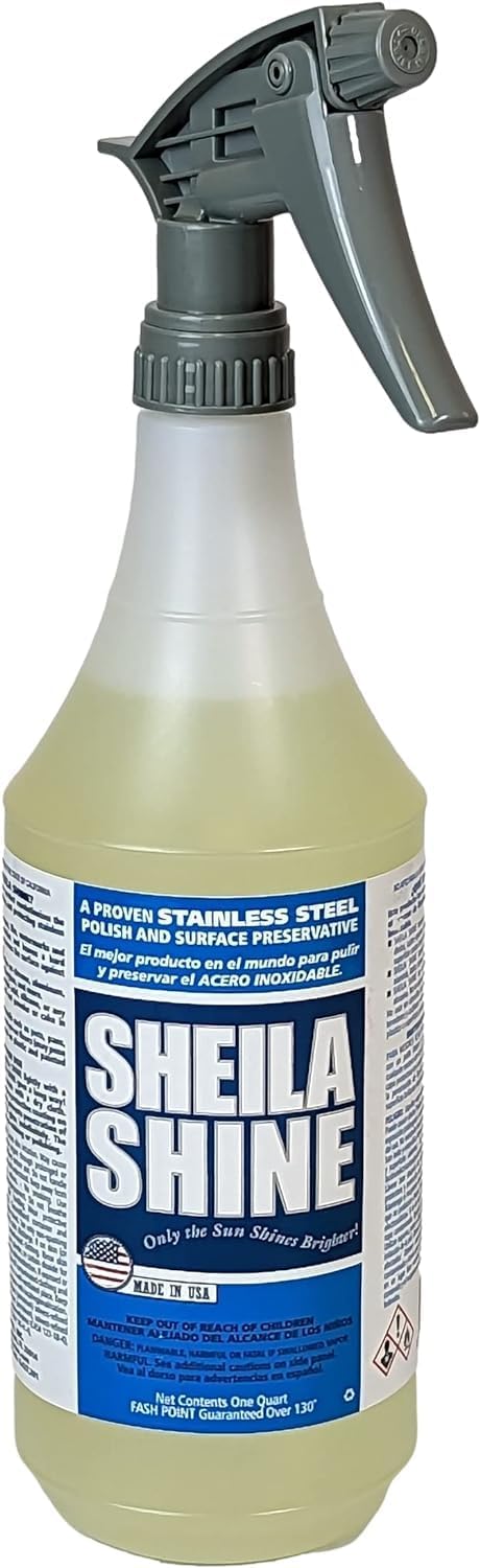 Sheila Shine 32 Oz. Stainless Steel Cleaner and Polish Trigger Spray, Protect Household Kitchen Surface, Removes Grease, Fingerprint, Watermark, Polish & Leaves a Streak Free Shine for Home Appliances