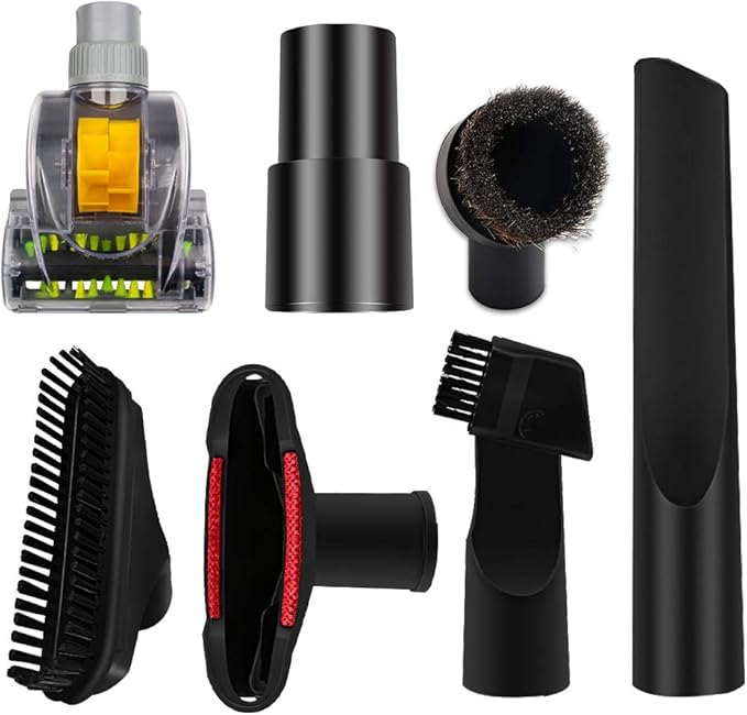 E.LUO Vacuum Brush Attachments 1 1/4 inch(32mm) to 1 3/8 inch(32mm) Universal Nozzle Crevice Tool Cleaner Kit Standard Hose Accessories