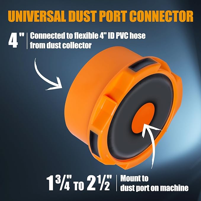 POWERTEC 4" Dust Collection Fittings Network with Dust Hose Splice, Blast Gates, Pipes, Elbow, Y-fittings, Mounting Brackets, Dust Port Adapter for 1-3/4" ~ 2-1/2" Port & 4" to 2-1/2" Hose Reducer