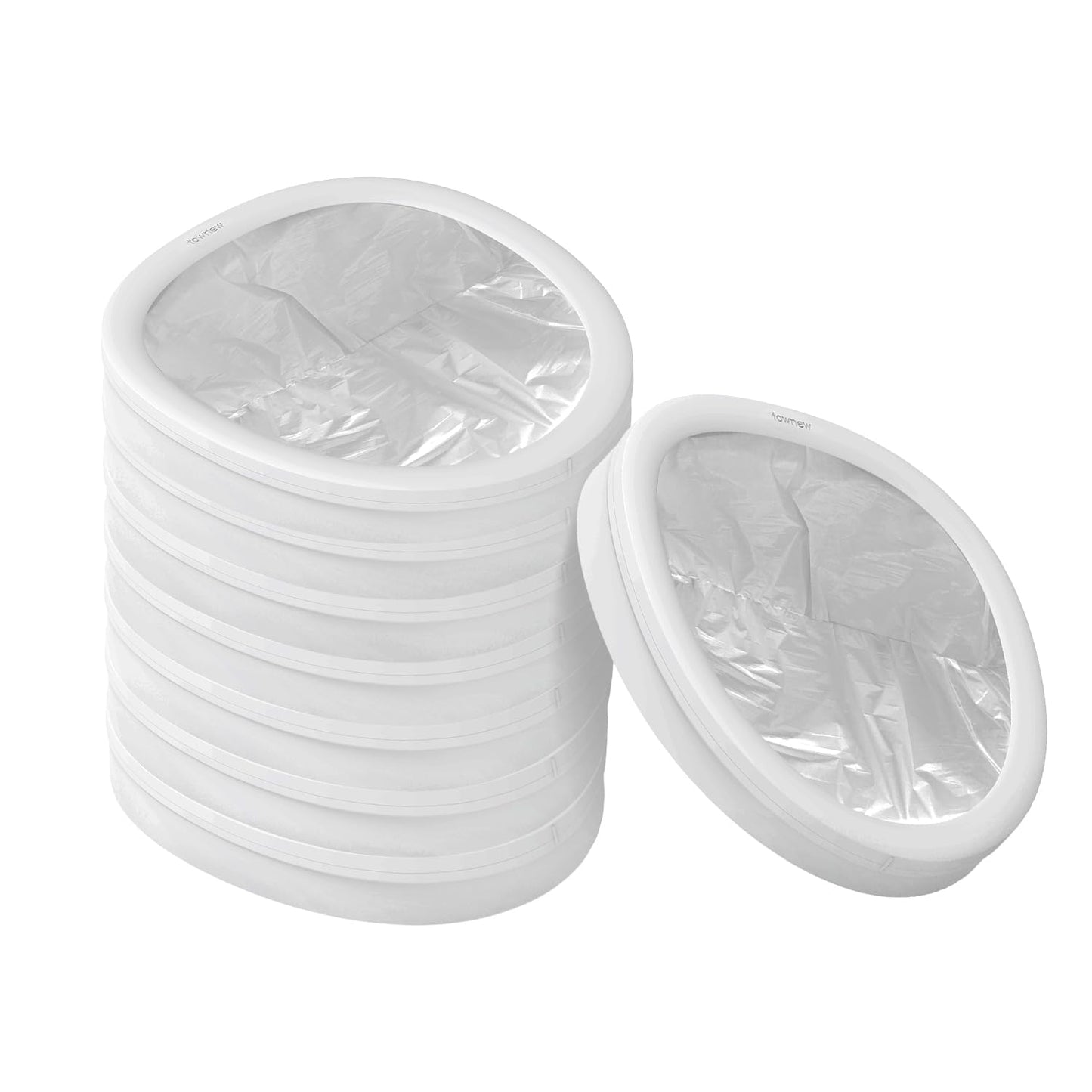 TOWNEW T Air One Official Refill Rings for Smart Bathroom Trash Can, Sturdy Trash Bags for Electric Automatic Trash Can, 2.6 Gallon, 8 pk White Refill Rings - Up to 96 Trash Bags