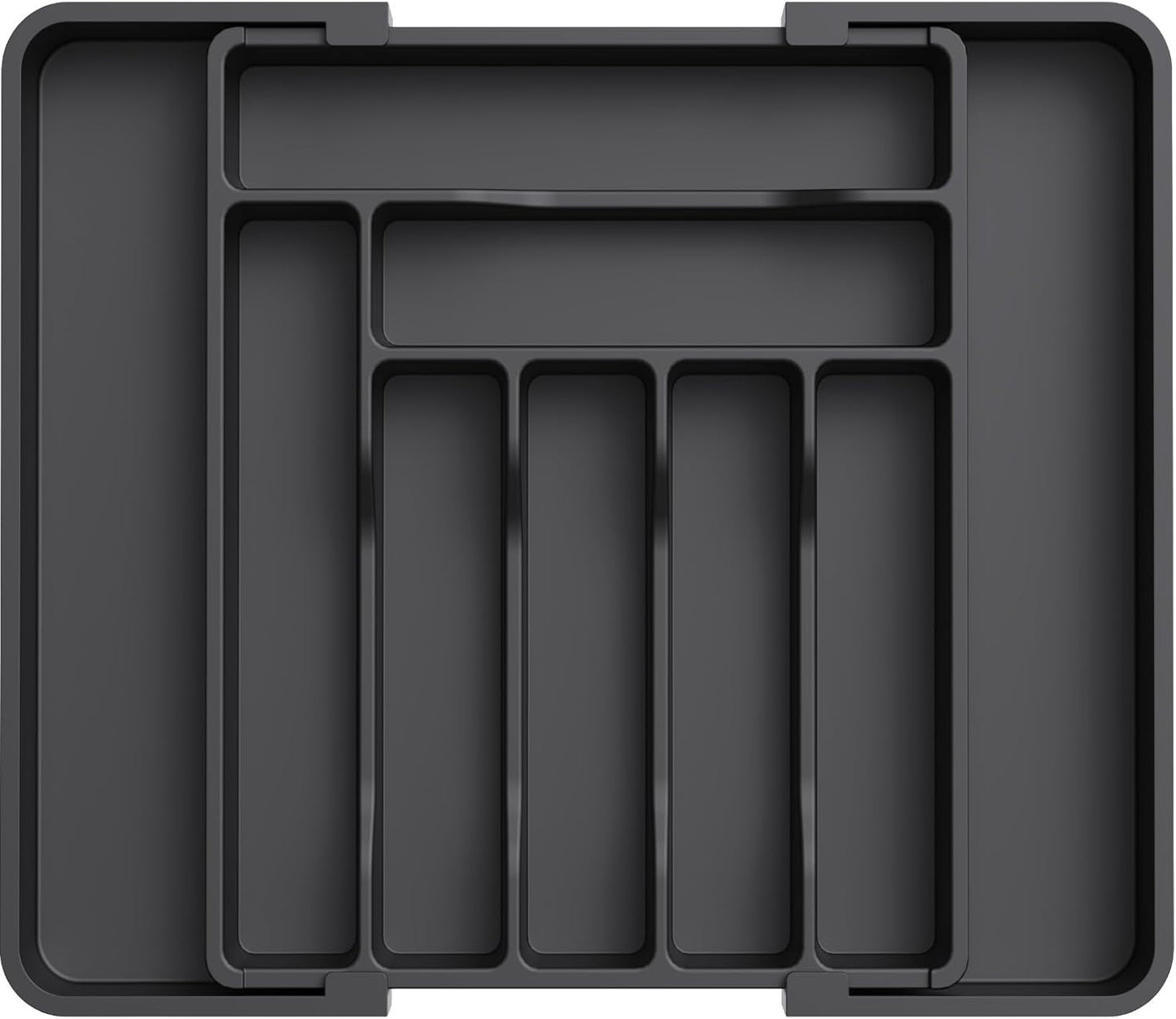 Lifewit Silverware Drawer Organizer, Expandable Utensil Organizer for Kitchen Drawers, Adjustable Cutlery and Flatware Tray, Plastic Spoons Forks Knives Holder Storage Dividers, Medium, Black