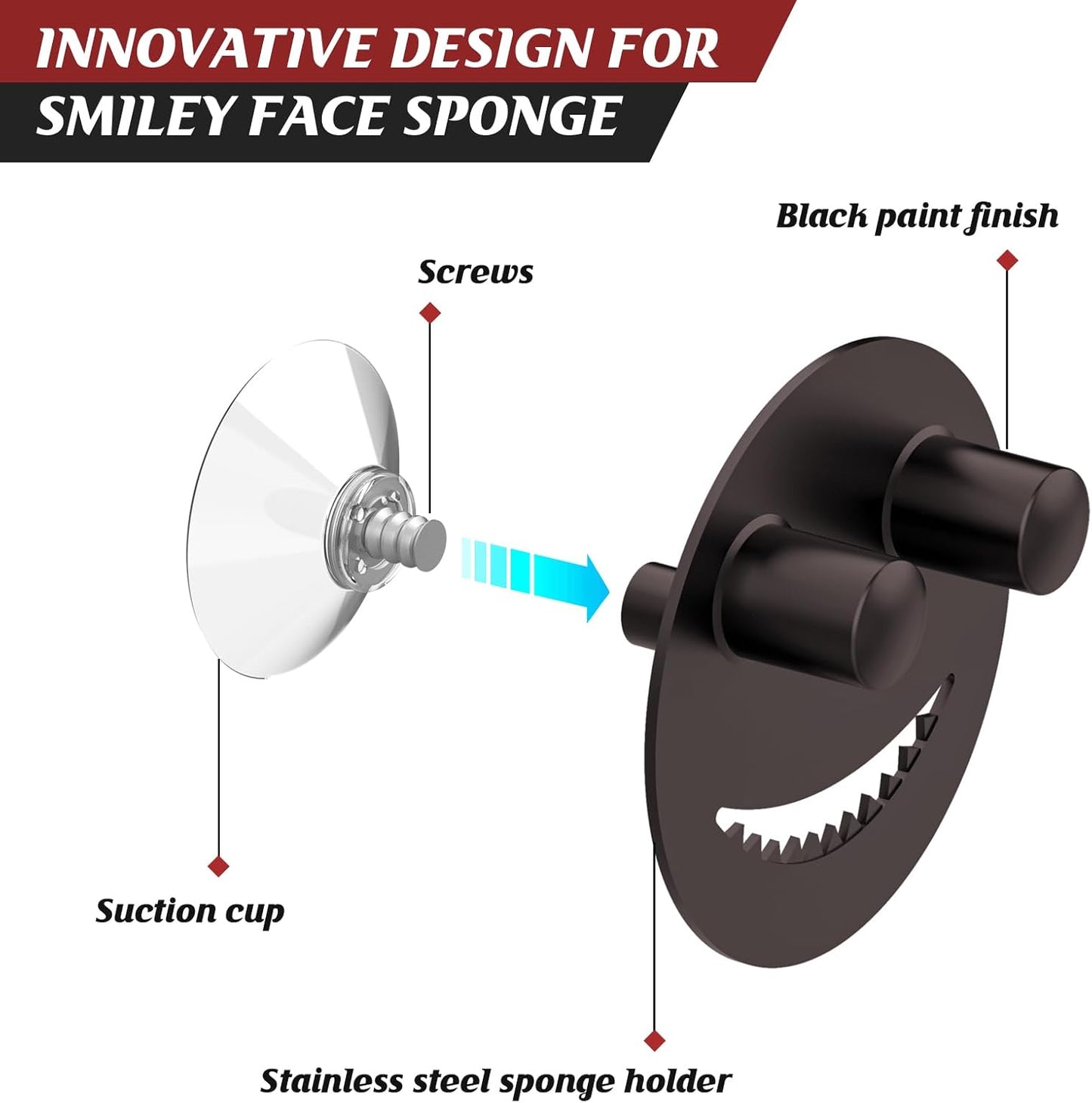 Sponge Holder for Kitchen Sink,Sink Caddy Organizer with Suction Cup Installation for Kitchen/Bathroom, Self Draining,Sponge Caddy for Holding Smiley Sponges-Bronze
