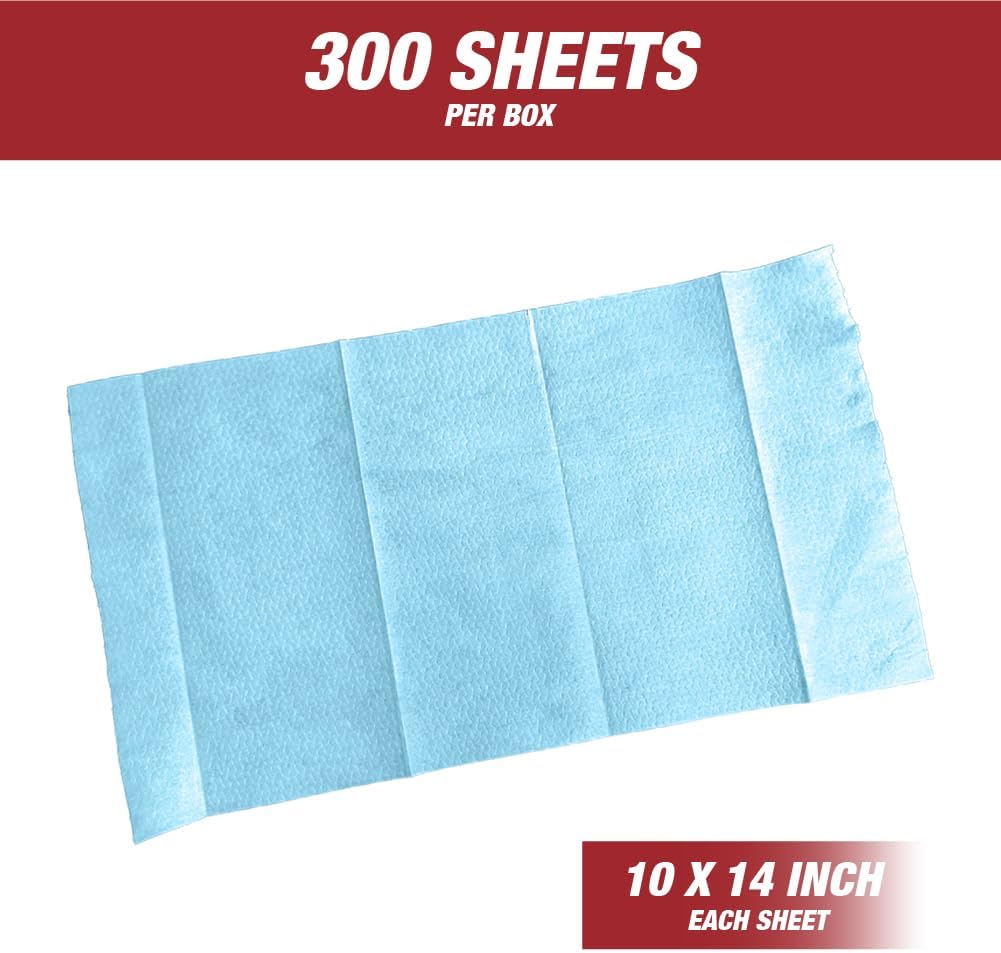 LAUCO PrepWipe Heavy Duty Cleaning Towels, Lint Free Industrial Paper Towels - Disposable Pack of 300 Sheets 10"x14" (4 Boxes)
