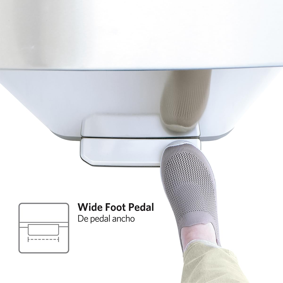 Glad Stainless Steel Step Trash Can, Series 2 with Clorox Protection - Large Metal Kitchen Garbage Bin with Soft Close Lid, Foot Pedal and Waste Bag Roll Holder, 13 Gallon