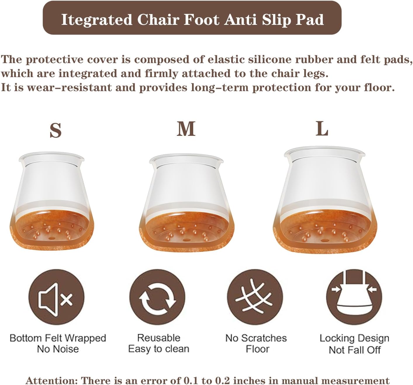 20 Pcs Chair Leg Floor Protectors for Hardwood Floors, Clear Rubber Furniture Sliders with Felt, Silicone Furniture Leg Caps Covers, Fit Round Diameter (1.2" to 1.4")