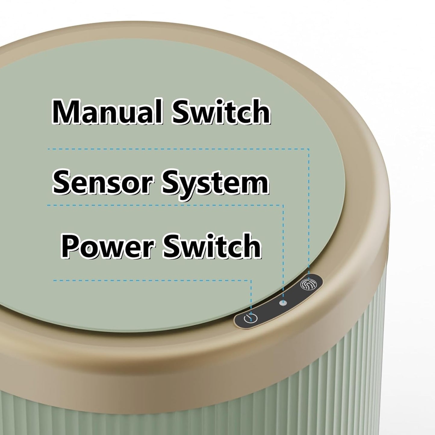 URALFA Automatic Motion Sensor Bathroom Trash Can with Lid, 10.5 Liter / 2.8 Gallon Touchless Trash Bin, Smart Dog Proof Garbage Can, Small Waste Basket for Toilet, Office, Bedroom (Green)