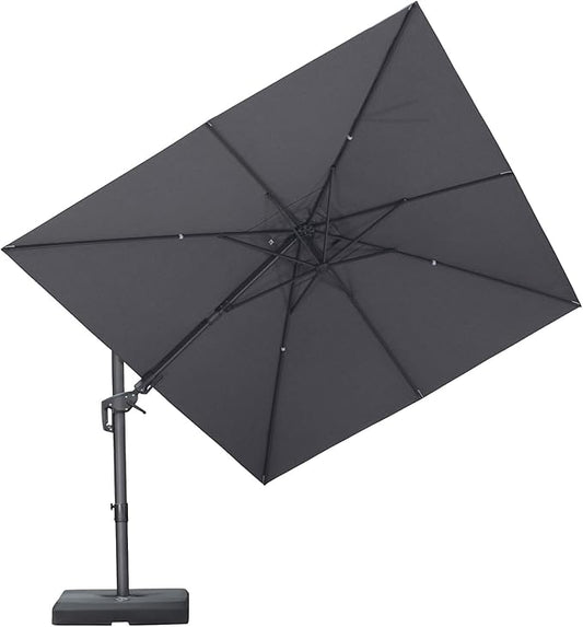 PURPLE LEAF 9' X 12' Left-right Tilting Outdoor Patio Umbrella Swivel Offset Cantilever Heavy Duty Rectangle Aluminum Umbrella with UV Resistant for Deck Pool Patio Backyard, Graphite Grey
