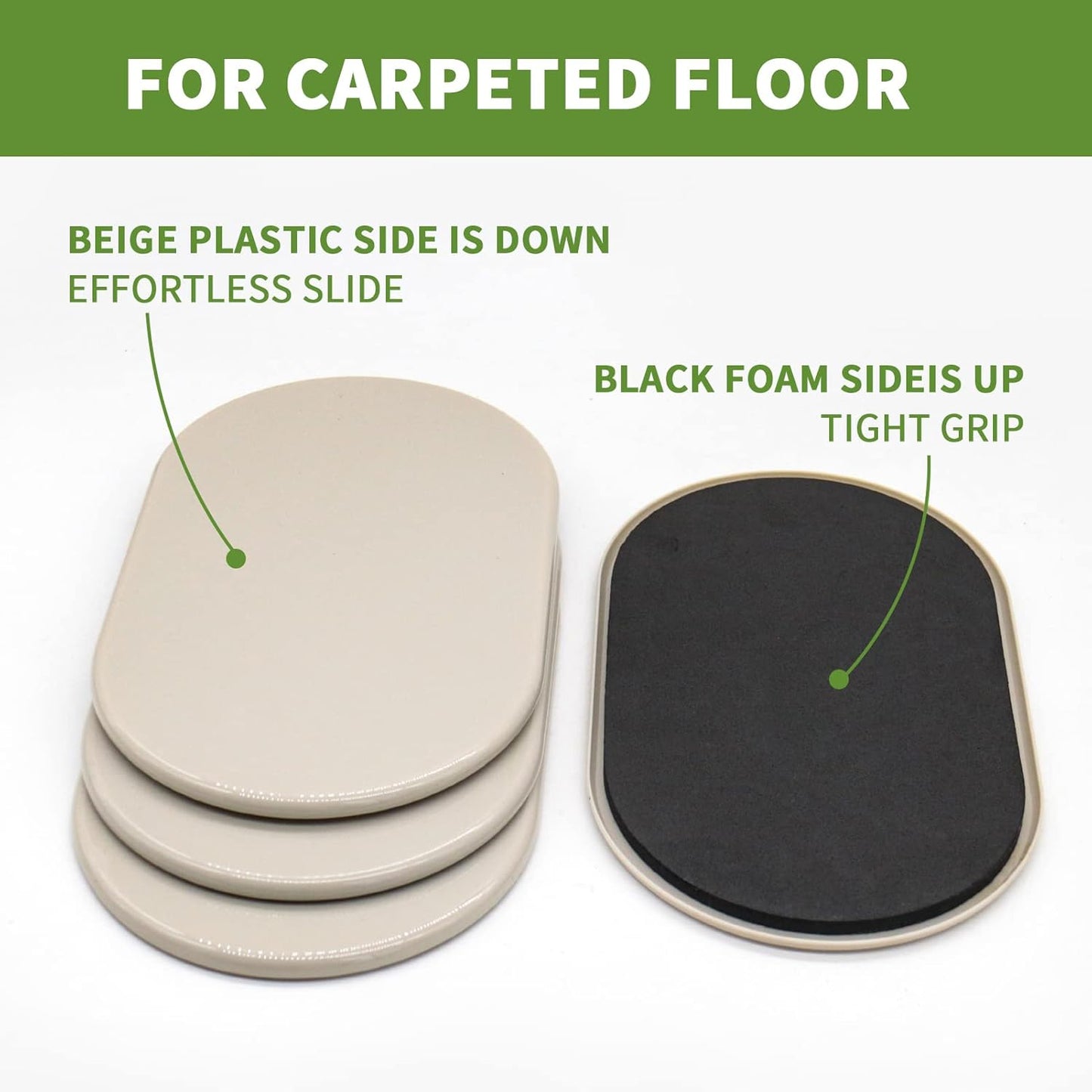 Furniture Sliders for Carpet 4 PCS - 9 1/2 inch Furniture Moving Slider Chair Legs Floors Protectors– Move Your Furniture Easy & Safely (for Carpet)