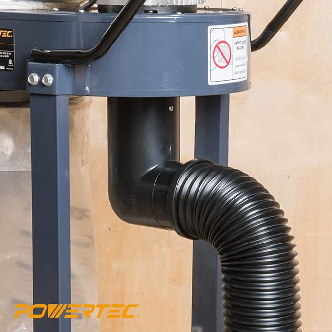 POWERTEC 4'' x 36" Dust Collection Hose, Flexible 4 Inch Dust Collector Hose for Table Saw, Drill Press, Woodworking and Wood Shop Dust Collection System (70128)