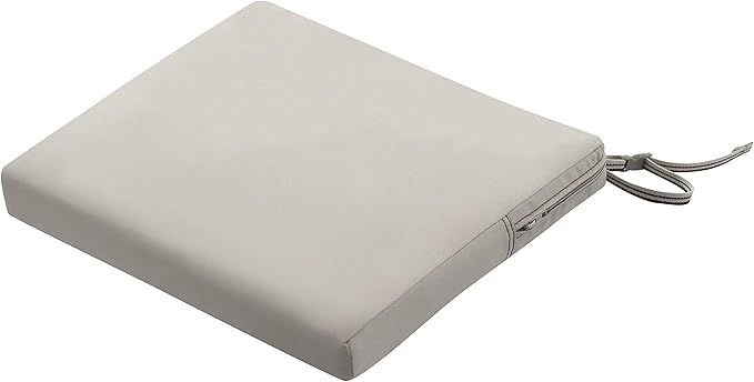 Classic Accessories Ravenna Water-Resistant 17 x 15 x 2 Inch Patio Seat Cushion, Mushroom, Chair Seat Cushion