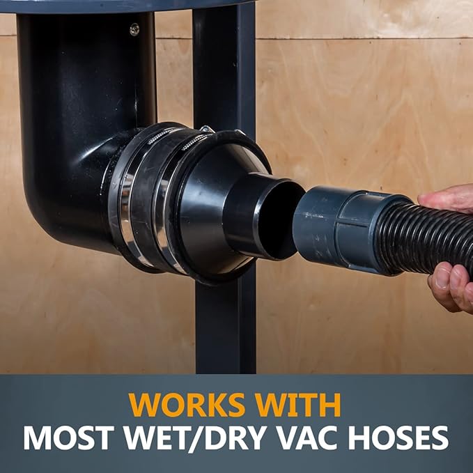 POWERTEC 70492 2-1/2" x 10' PVC Dust Collection Hose w/ 2pcs Stainless Steel Key Hose Clamps, 4" to 2-1/2" Reducer and 4" Dust Control Flex Cuff, for Table Saw, Band Saw, Router Table, Woodworking