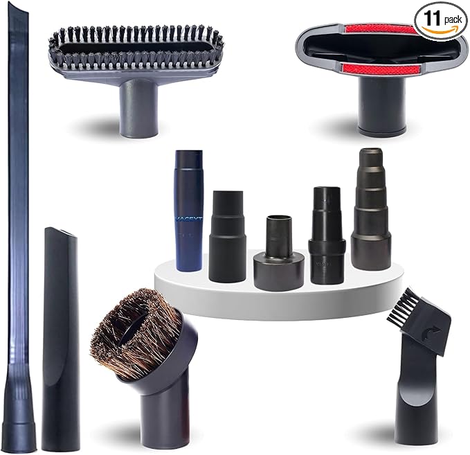 Replacement Vacuum Attachments & Brushes plus Universal Adapter Kit Compatible with Shop Vacs 2-1/4'' 1-7/8'' 1-3/8'' 1-1/4 Inch- Flexible Vacuum Crevice Attachment Tool for Shop Vac Accessories