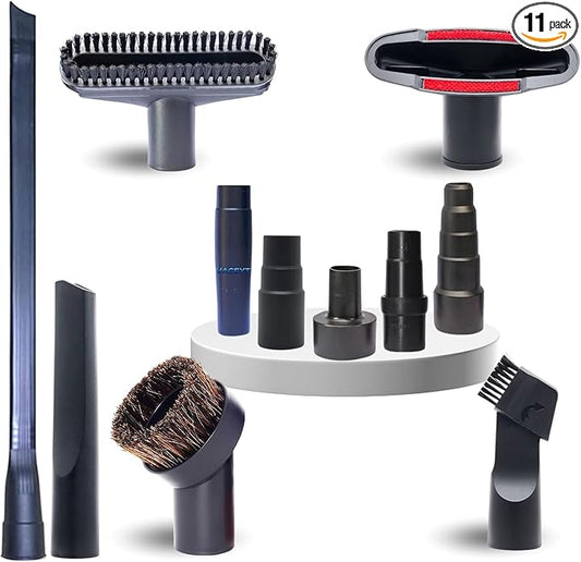Replacement Vacuum Attachments & Brushes plus Universal Adapter Kit Compatible with Shop Vacs 2-1/4'' 1-7/8'' 1-3/8'' 1-1/4 Inch- Flexible Vacuum Crevice Attachment Tool for Shop Vac Accessories