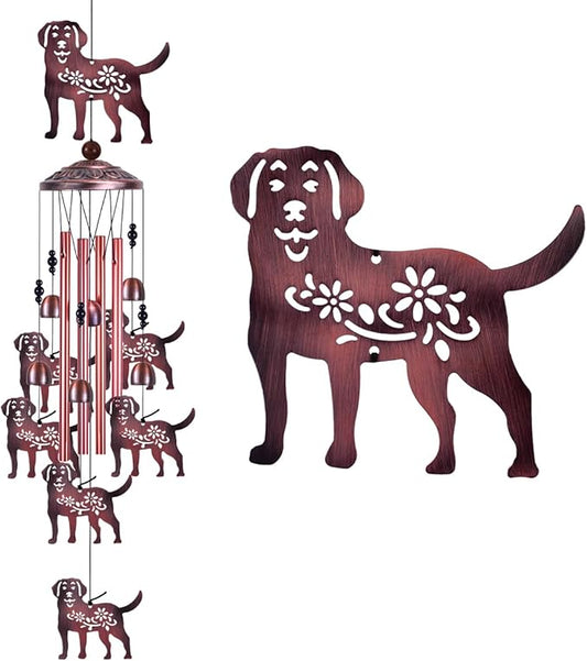 Outdoor 37" Dog Wind Chimes Decor - With 4 Tubes 6 Bells 7 Dogs Wind Bells, Romantic Wind Catcher, Mobile Dog Decor, Dogs Windchimes for Home, Balcony, Tree, Festival, Garden Decoration, Gifts for Mom