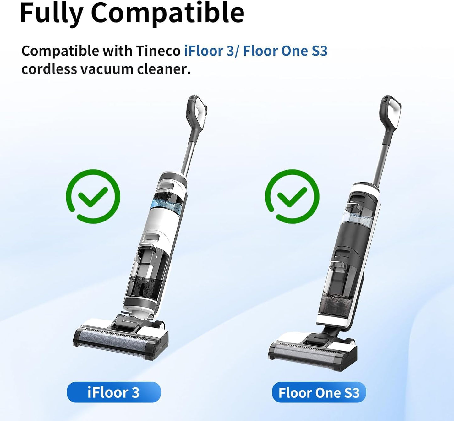 Roller Brush and Filter Replacement Compatible with Tineco iFloor 3/ Floor One S3 Cordless Vacuum Cleaner, Replacement Parts Include 3 Brush Rollers, 3 Filters