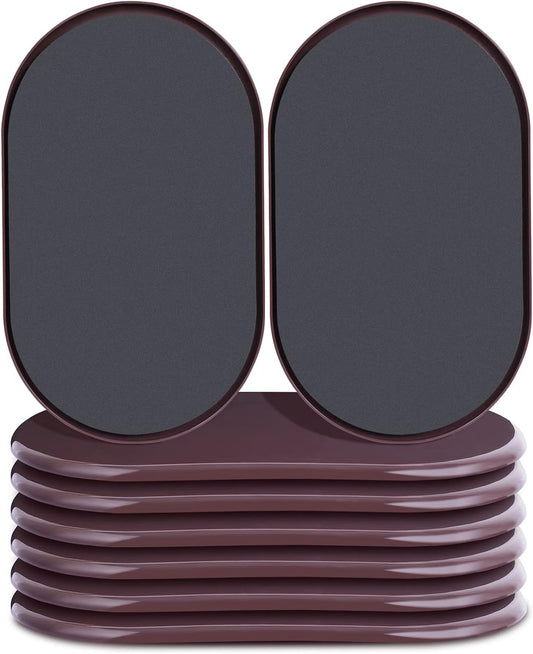 Reusable Large Furniture Sliders for Carpet, Furniture Movers Sliders, Carpet Movers Oval Heavy Duty Sofa Bed Table Desk Movers for Carpet –Quickly and Easily Move Any Item, Brown (8 Pack)