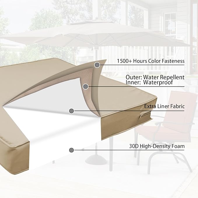 Outdoor Deep Seat Cushion Set 24" x 24", Water Repellent & Fade Resistant Cushion for Patio Furniture, Back & Seat Cushion with Removable Covers for Sofa, Couch, Beige
