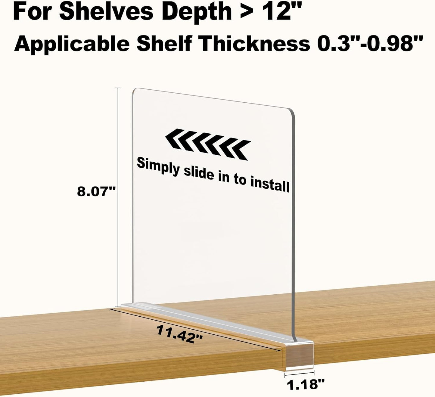 Shelf Dividers Purse Organizer for Closet: 8-Pack Acrylic Bag Storage Organizer for Handbags, Clutches, Clothes, Sweater, Towel on Wood Shelves