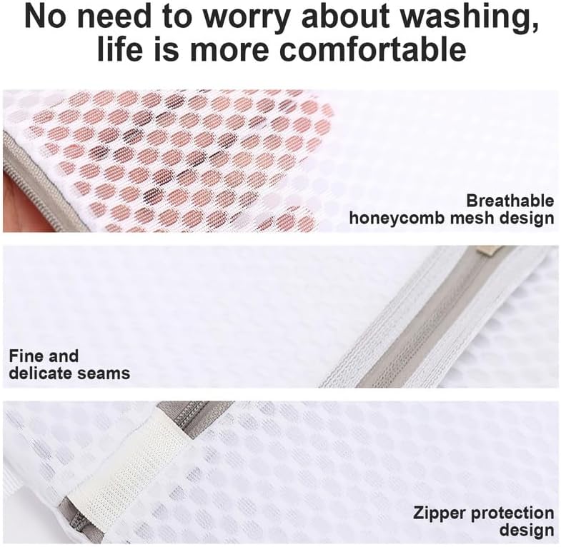 3Pack Large Honeycomb Lingerie Bags with Hanging Loop by MDSXO for Washing Delicates 16 * 20 inch