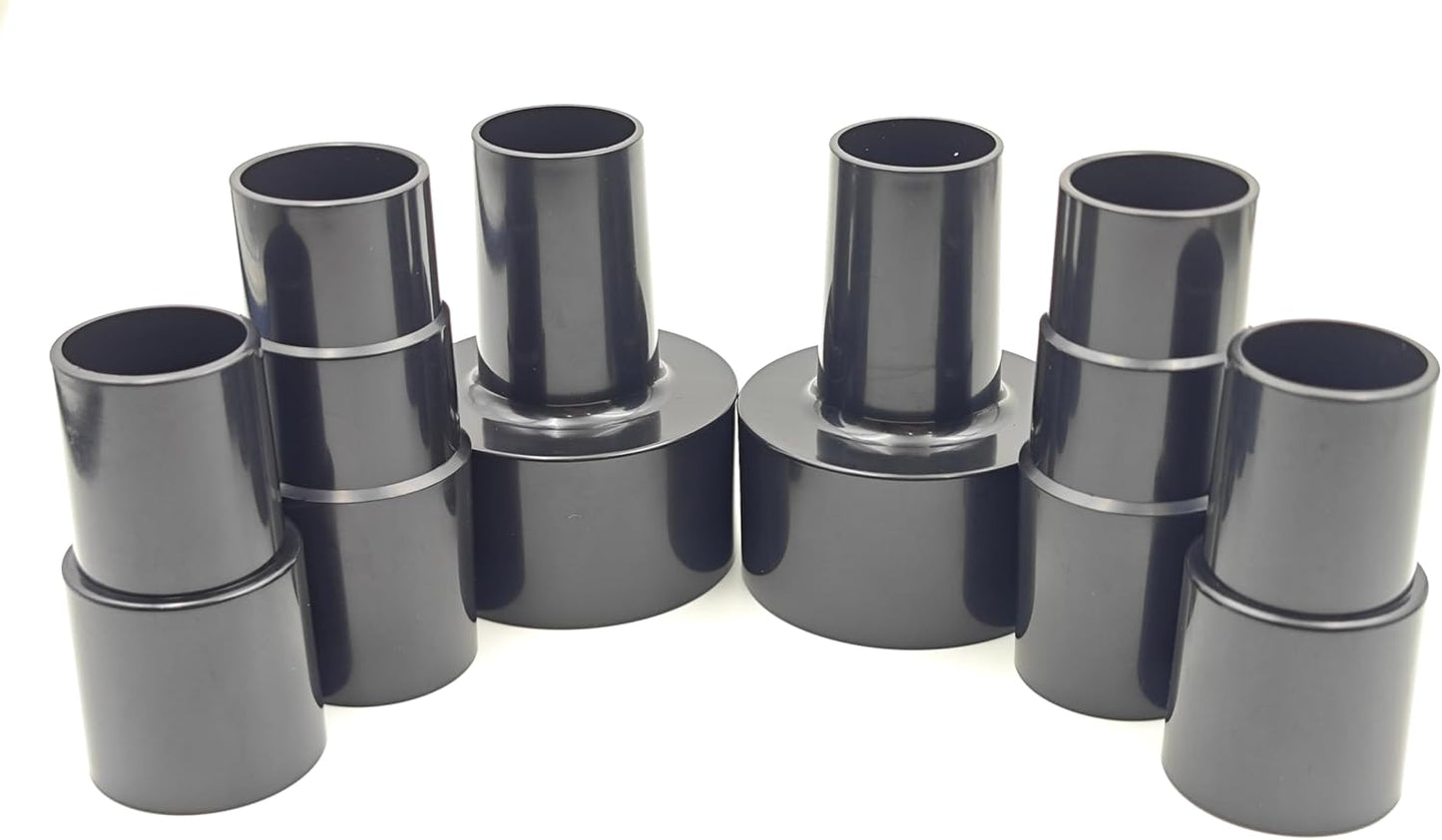 Plastic Hose Connector Reducer Attachments Fits Vacuum Cleaner， 1-3/8" to 1-1/4", 2-1/2" to 1-1/4", 1-1/4" to 1-3/8" to 1-1/2"（6 Pieces）