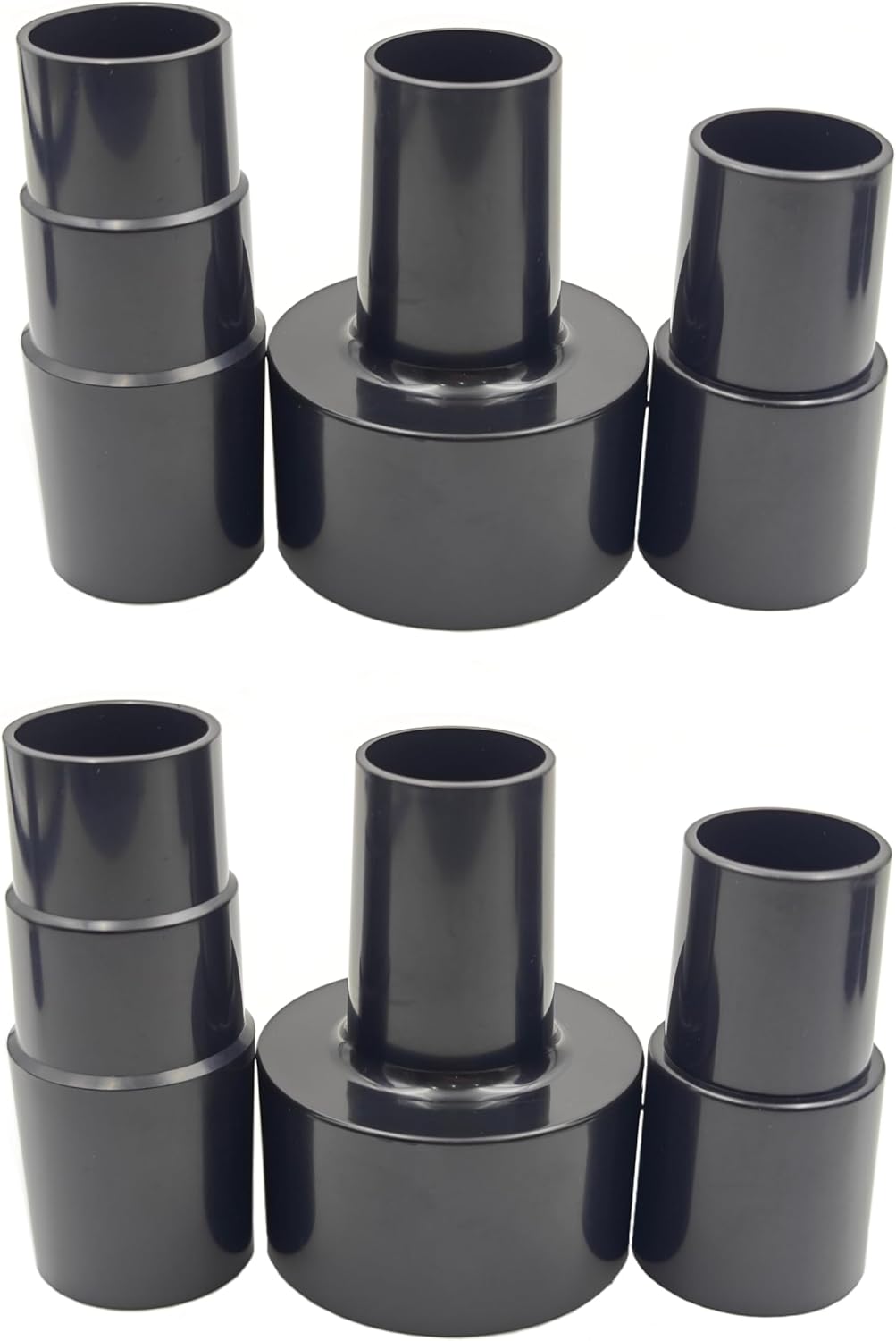 Plastic Hose Connector Reducer Attachments Fits Vacuum Cleaner， 1-3/8" to 1-1/4", 2-1/2" to 1-1/4", 1-1/4" to 1-3/8" to 1-1/2"（6 Pieces）