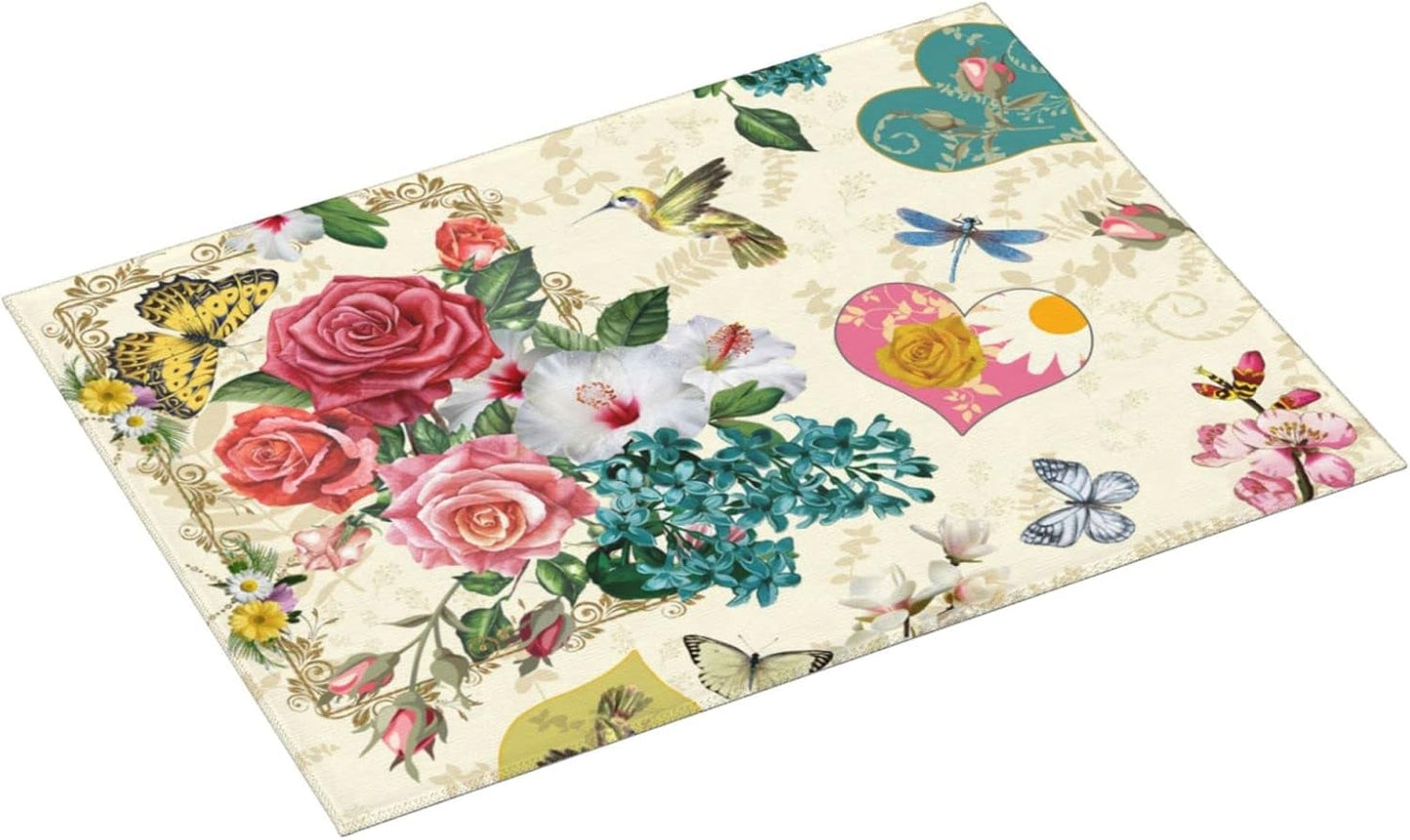 Dish Drying Mat For Kitchen Counter Absorbent Dish Mat Reversible Drainer Drying Kitchen Mat (Beautiful Boho Flowers, 24X18)