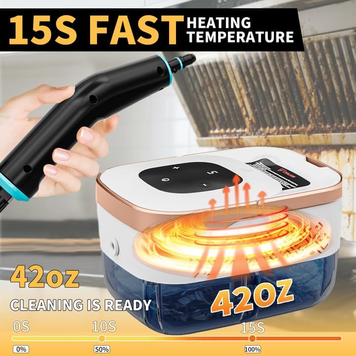 Steam Cleaner, 6 Steam Levels, 42oz Tank & 11 Pieces Accessories, 1500W High-Temperature Steam Cleaner for Home, Steamer for cleaning Car, Tile, Floor