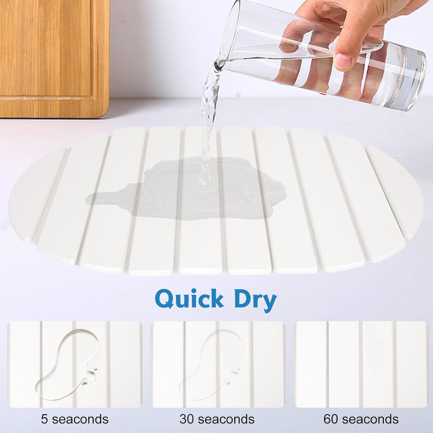 Stone Drying Mat for Kitchen Counter , Foldable 24"x16"Large Absorbent Diatomaceous Earth Dish Drying Mat, Quick Dry & Eco-Friendly for Dishes, Bottles, Cups Bathroom Any Countertop Non-Slip Mat