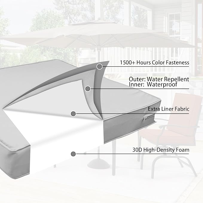 Outdoor Deep Seat Cushion Set 19" x 19", Water Repellent & Fade Resistant Cushion for Patio Furniture, Back & Seat Cushion with Removable Covers for Sofa, Couch, Light Grey