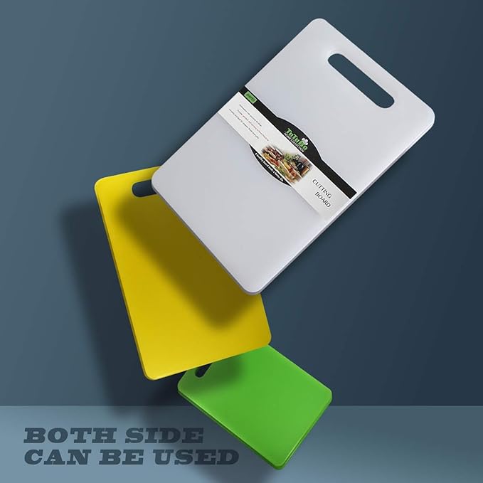 Fotouzy Plastic Utility Cutting Board with Handles, Food Safe PP Material, BPA Free, Dishwasher Safe, Thick Chopping Board, Large Size, Easy Grip Handle, for Kitchen (Red),15.5 x 10"