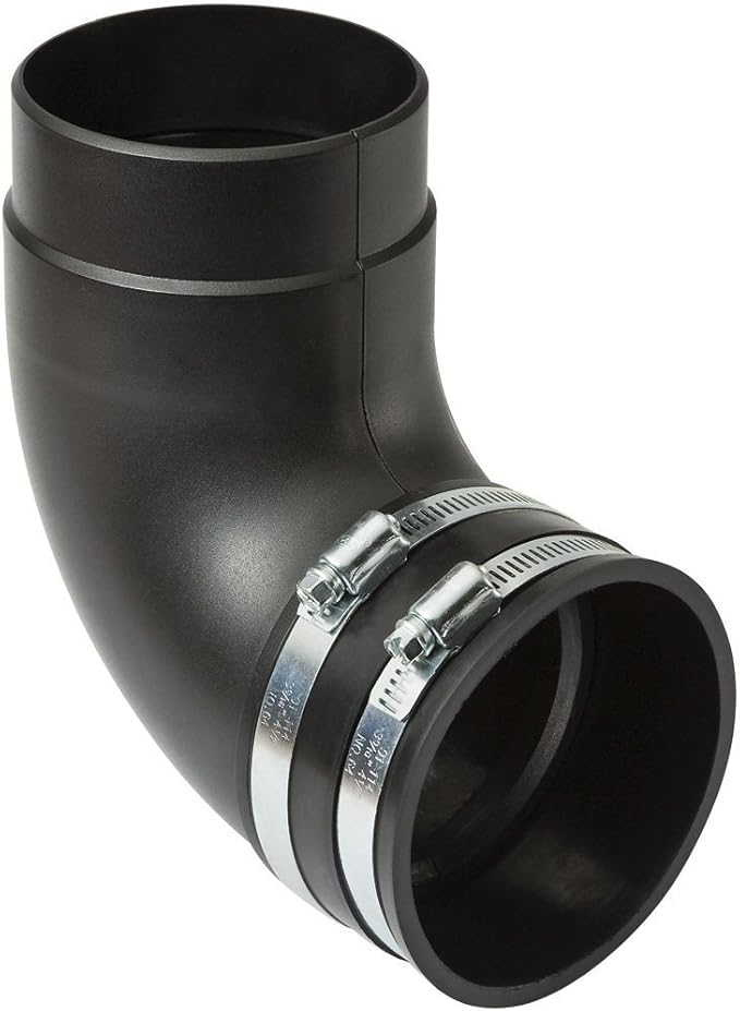 Dust Right Quick Connect 4'' Elbow - Dust Collection Fittings Includes Quick Connect Elbow, Metal Hose Clamps – Leak-Free Suction Dust Collection System - Woodworking Dust Collection Hose and Fittings