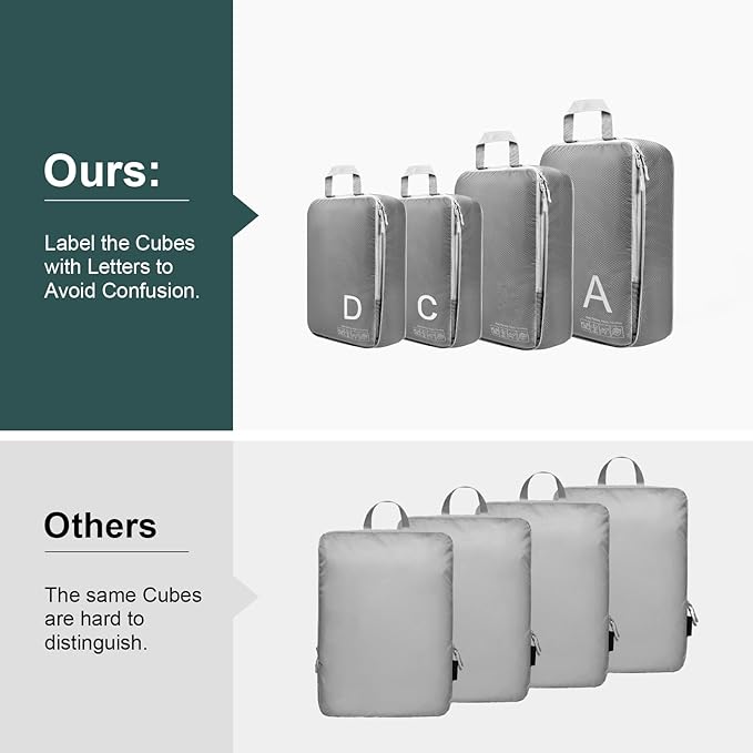 Compression Packing Cubes for Travell Fabric Packing Cubes with Smooth Zippers, Space-Saving Compression Bags for Travell, Luggage Organizers for Clothes, Shoes, and Accessories