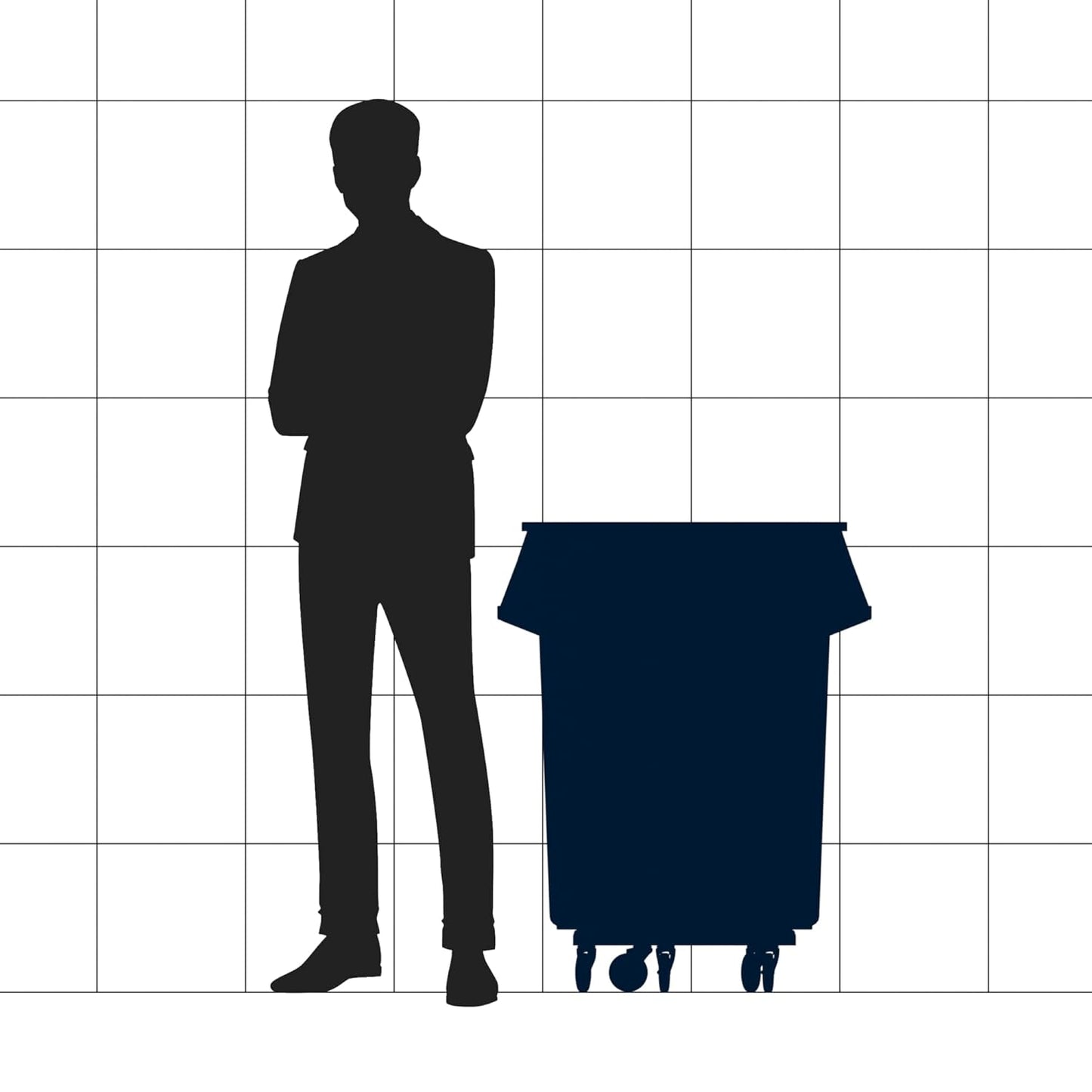 55 Gallon Black Round Commercial Trash Can with Lid and Dolly