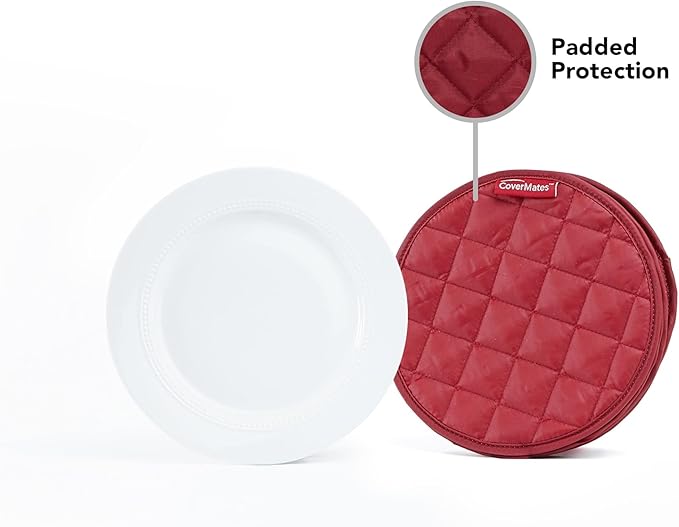 Covermates Keepsakes - Quilted Divider Set - Set of 4 - Scratch & Breakage Protection - Stain Resistant - Machine Washable - China Storage, Red