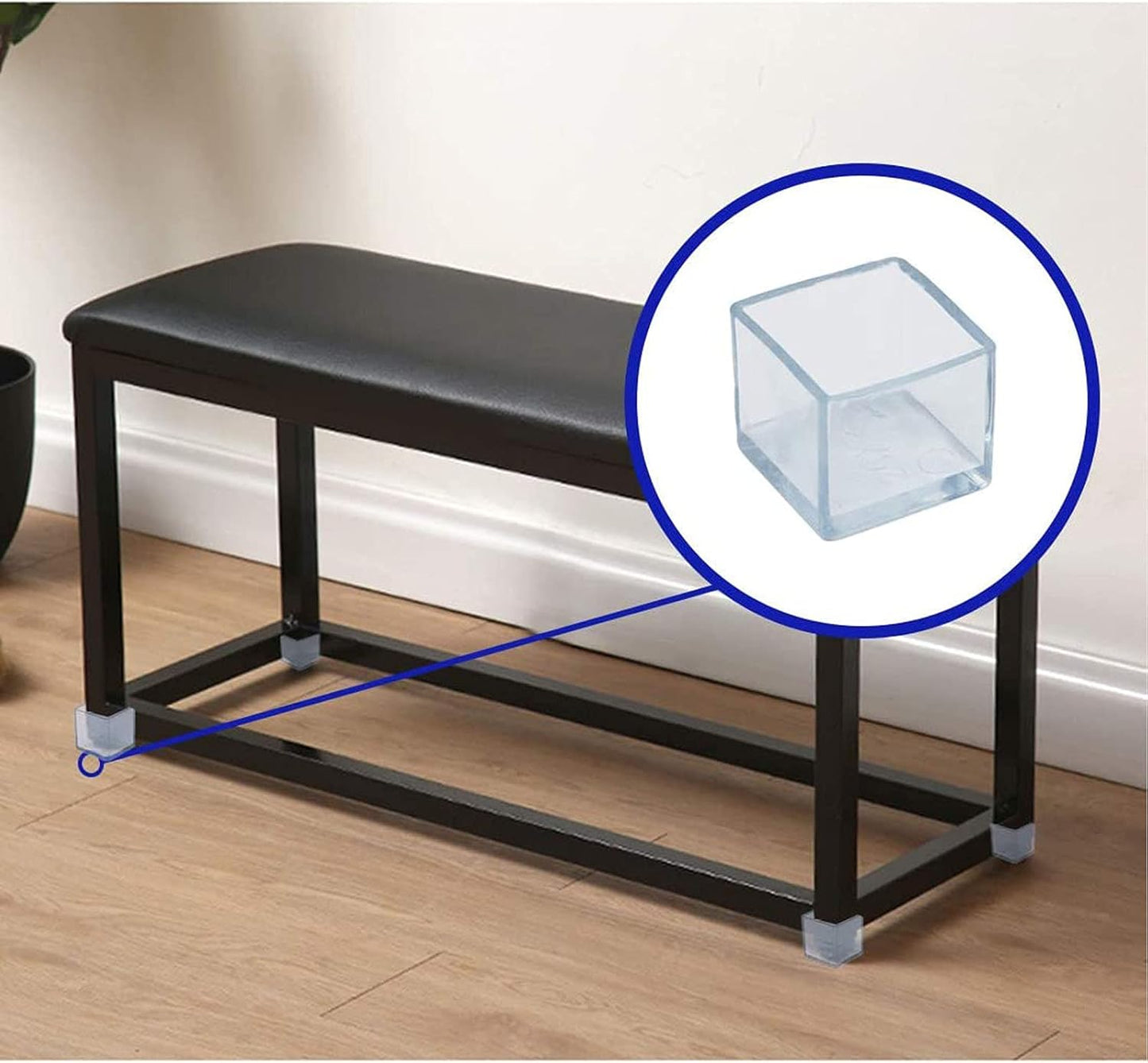 10 Pcs Transparent Square Anti-Slip Rubber Leg Tips Chair Leg Caps Furniture Floor Protectors Chair Table Bar Stool Leg Covers Furniture Leg Cube Feet 2.36 Inch x 2.36 Inch (60 x 60mm)