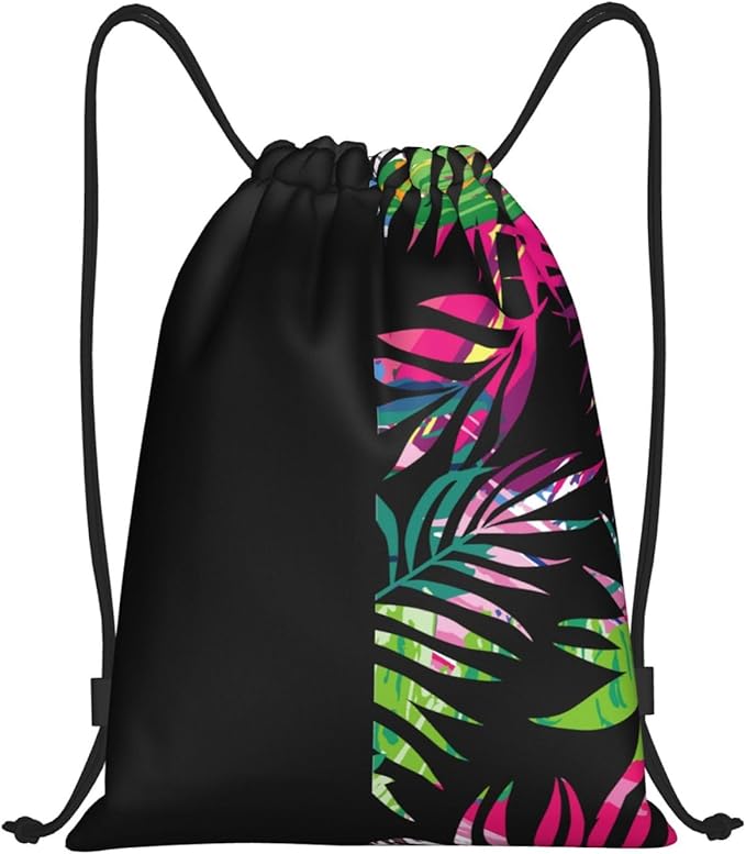 Palm Leaves Drawstring Bags Colorful Hawaiian Beach Backpack Personalized Rainbow Floral Sport Gym Sack Summer Theme String Bag Yoga Bag for Men Women