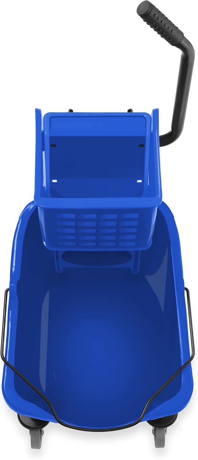 Dryser Commercial Side Press Wringer Combo Mop Bucket, 33 Quart, Blue