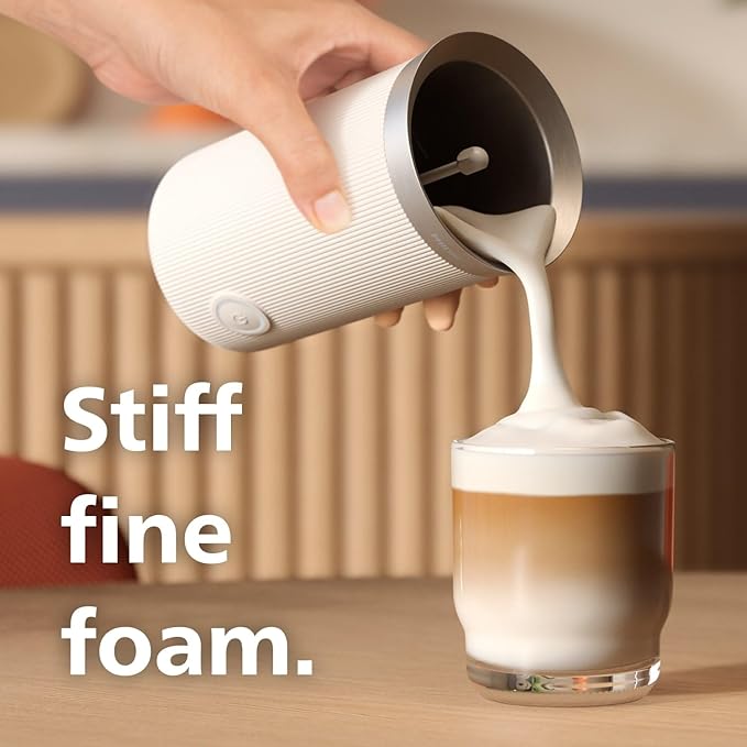 Philips Baristina Milk Frother - Foam Milk Perfectly. Hot and Cold. Dairy and Non-Dairy. Easy to Clean. for Philips Baristina Espresso Machines. Milky White (BAR311/00)