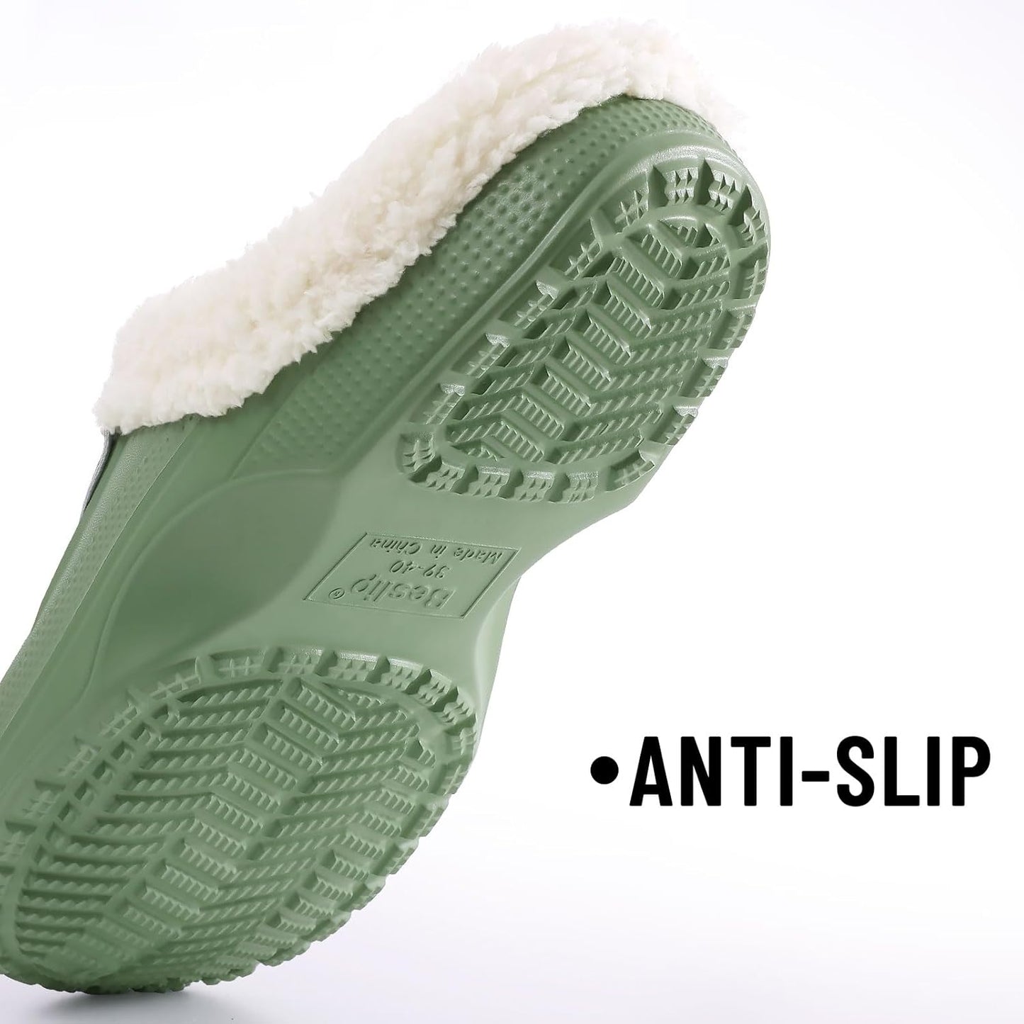 Beslip Classic Fur Lined Clogs Waterproof Winter Fuzzy Slippers for Women Men Indoor and Outdoor