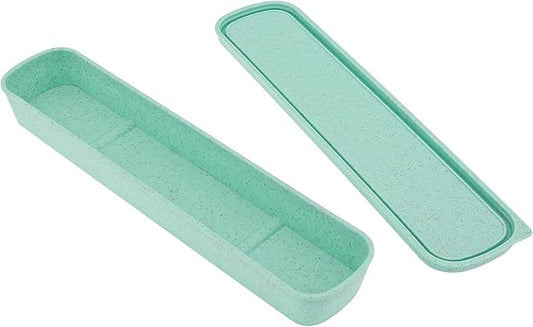 OriGlam 1pcs Portable Flatware Box Travel Tableware Storage Case Box, Utensil Case Flatware Storage Box for Cutlery Kit, 9.84 x 2.40 inch (Green)